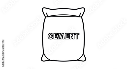 Simple black outline drawing of a cement bag with CEMENT text.