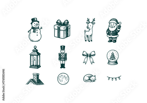 Christmas Set of Vector Hand Drawn Illustration Asset for by AZ for UI/UX, Books, Design and Decoration Asset