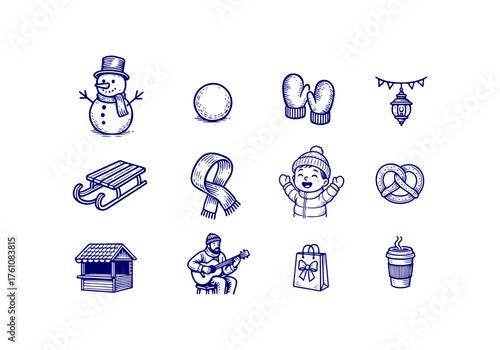 Christmas Set of Vector Hand Drawn Illustration Asset for by AZ for UI/UX, Books, Design and Decoration Asset
