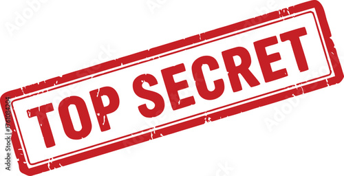 This image features a red top secret stamp, isolated on a white background, signifying confidential information, restricted access, and high-level security measures.