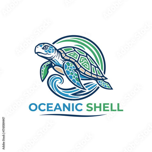 Photography Oceanic Shell - Sea Turtle and Ocean Waves Logo