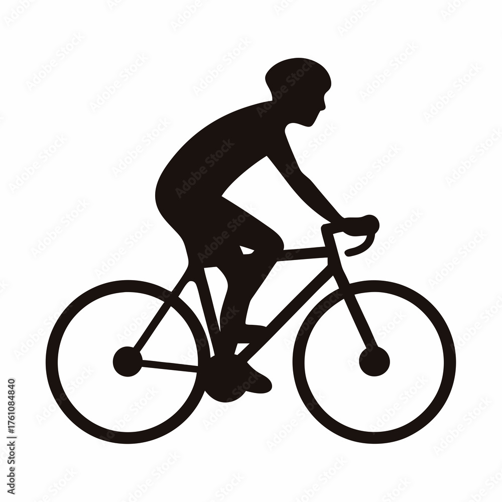 Obraz premium Silhouette of cyclist on road bike, promoting fitness and active lifestyle