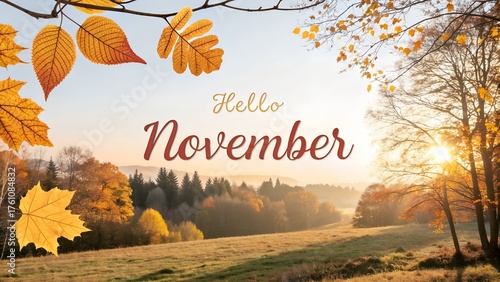 autumn forest landscape with colorful leaves and trees