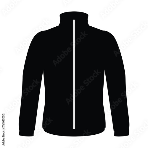 Black and white minimalist illustration of a long sleeved zip up jacket