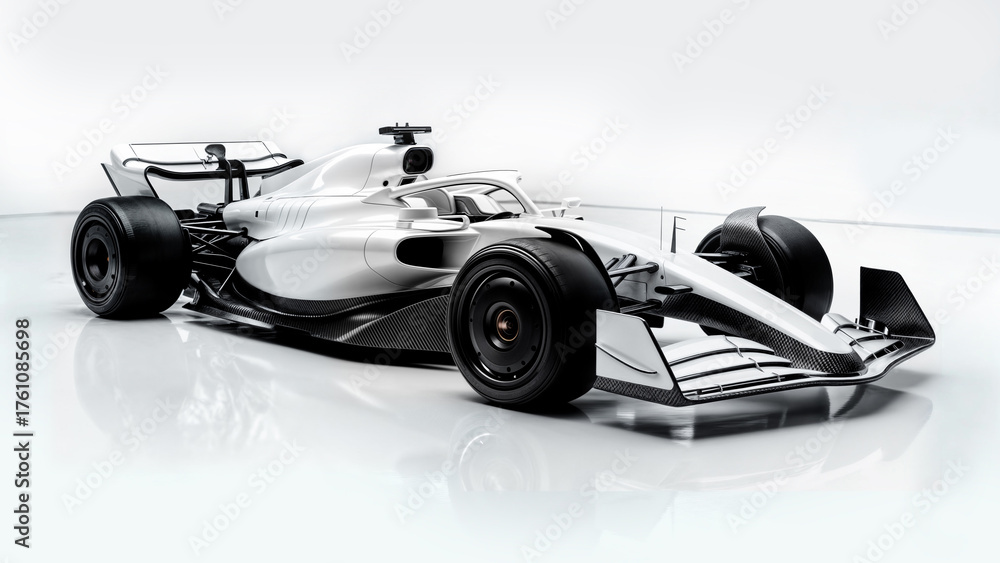 Obraz premium White F1 Racing Car in Minimal Futuristic Studio