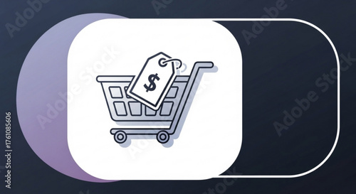 Shopping cart with price tag icon for online store e commerce retail and purchase vector design element