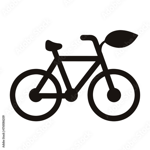 Black and white bicycle with a leaf for environmentally friendly transportation