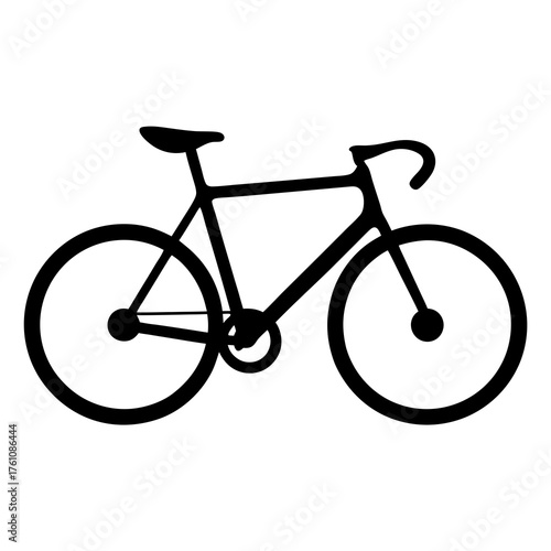 Sleek black silhouette of a road bicycle with curved handlebars and seat