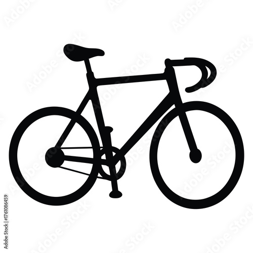 Simple black silhouette of a classic road racing bicycle with drop bars