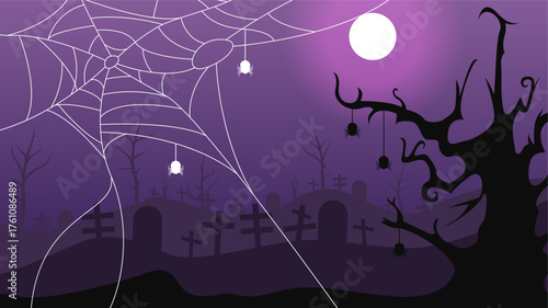 Spider Web On Dark Background Halloween Design Elements Spooky Scary Horror Decor Vector