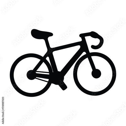 Simple yet stylish monochrome illustration of a racing bicycle in black color
