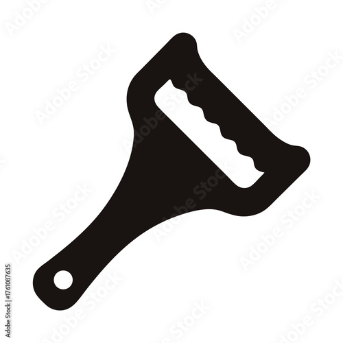Black silhouette of a bottle opener with handle and finger grips