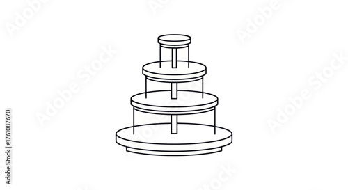 Four-tier dessert stand line art illustration.