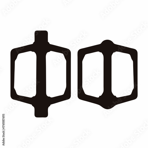 Silhouette of two bicycle platform pedals, a common cycling component illustration