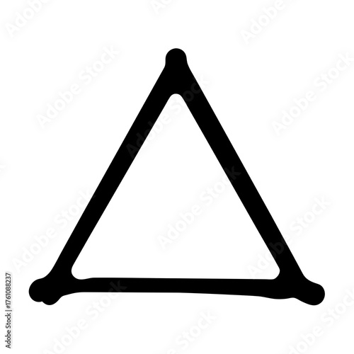 Triangle percussion instrument silhouette icon- Black silhouette of a triangle percussion instrument, commonly used in music education and orchestras, suitable for icons, symbols, and music-related de