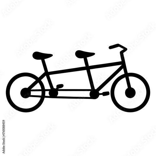 Monochrome illustration depicting a tandem bicycle, ideal for collaborative riding adventures