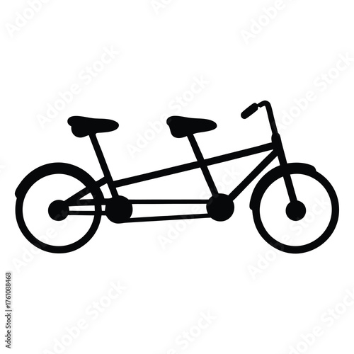 Simple black and white illustration of a tandem bicycle, perfect for two
