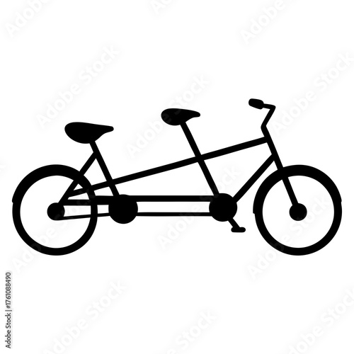 Monochrome illustration depicting a tandem bicycle, ideal for collaborative riding adventures