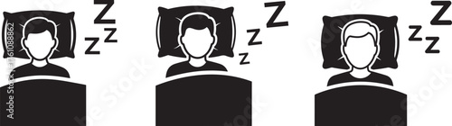 Three people sleeping soundly in bed silhouette