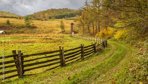 autumn landscape with fence