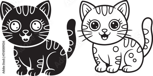 Cute Kids Cat Coloring Pages KDP Interior Pattern - Free Printable Coloring