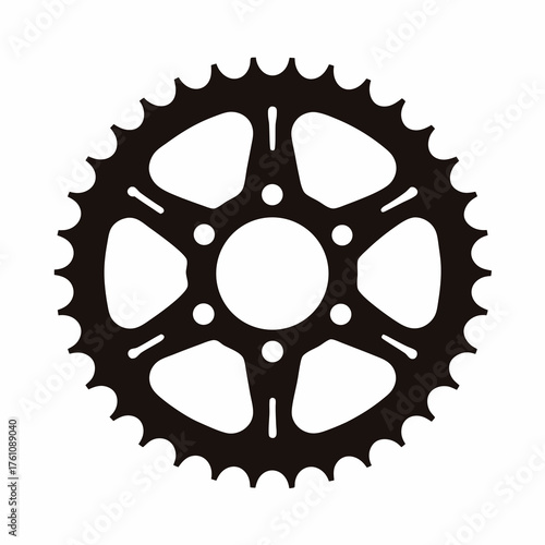 Black and white illustration of a bicycle gear showing intricate design