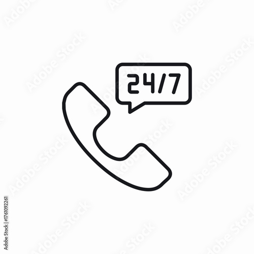 24 7 support call icon sign vector