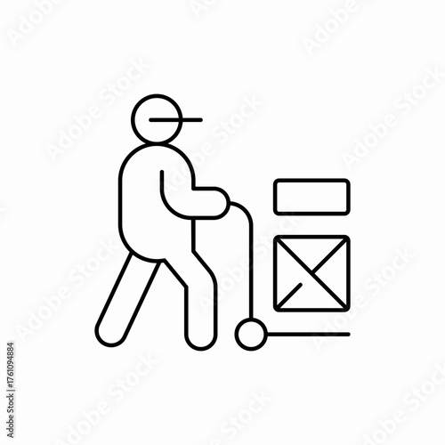 storage stock worker carriage icon sign vector