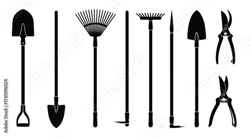 A collection of essential gardening tools for maintaining your yard and plants.