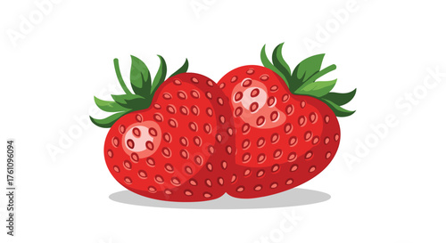 Two heart shaped strawberries are beautifully connected together symbolising love and romance.