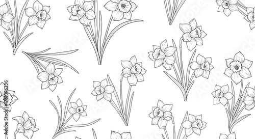 A delightful arrangement of delicate floral illustrations in a repeating seamless pattern.