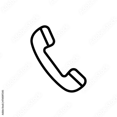 Simple black outline icon of a classic telephone handset