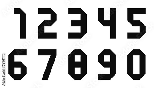 Origami style number set vector, 0-9 numbers icon