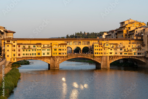 Ponte Vecchio stradling the Arno River, Florence, Tuscany, Italy