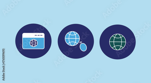 Vector art of globe  icon simple vector illustration of a world symbol with meridians and parallels, representing global communication, internet, or international connection