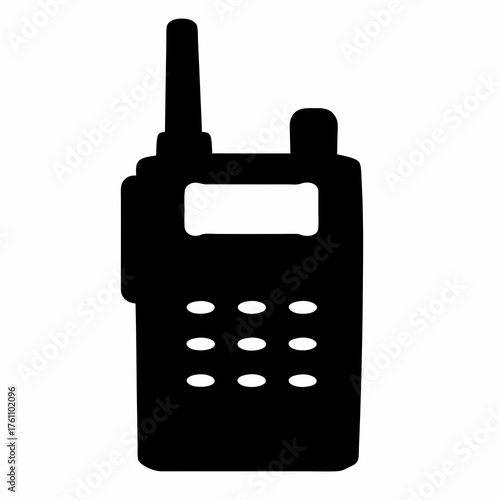 Scalable vector svg icon of a black walkie talkie communication device