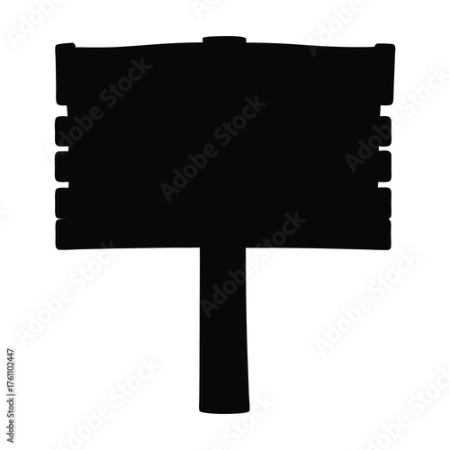 Vector silhouette of a trailhead signpost axe icon for outdoor adventures