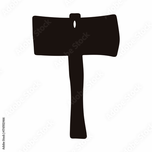 Vector silhouette of a trailhead signpost axe icon for outdoor adventures