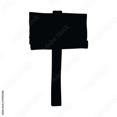 Vector silhouette of a trailhead signpost axe icon for outdoor adventures
