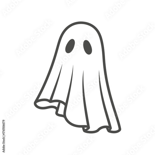 Halloween ghost illustration representing mystery and playful spookiness, perfect for holiday decorations and spooky themes