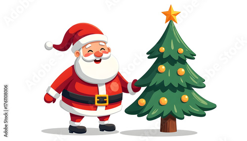 ilustration santa claus with christmas tree