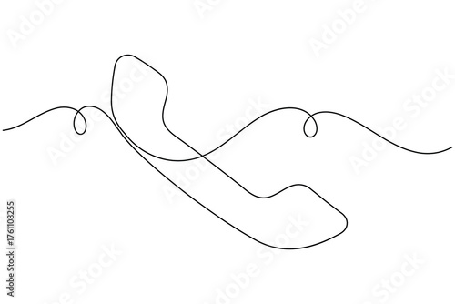 Communication call icon continuous one line drawing on white background minimal mobile and telephone outline vector illustration