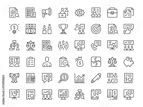 Business consulting icon set. Vector line icons collection. Outline symbols. Modern design