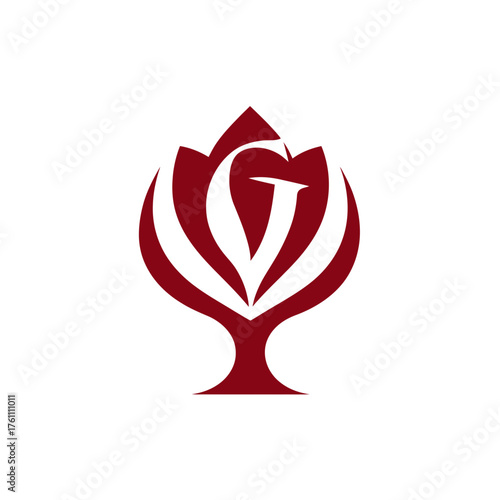 Elegant abstract G letter symbol with floral and leaf motifs, modern monogram design concept, luxury logo icon