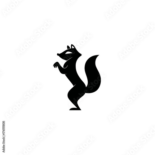 Sleek black silhouette vector graphic of a curious wild animal standing upright, minimalist design element for logos and branding