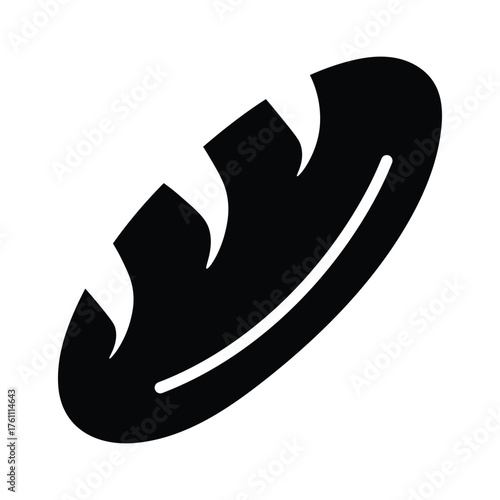 Artisan Loaf Icon: A simple yet elegant icon of a freshly baked loaf of bread, rendered in bold black and white. Its inviting shape and textured surface promise warmth, satisfaction.