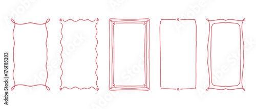 Whimsical chalk-style sketch ornaments. Set of retro vintage frames and borders with elegant wavy hand-drawn lines. Editable vector elements for social media, design, and decoration projects.