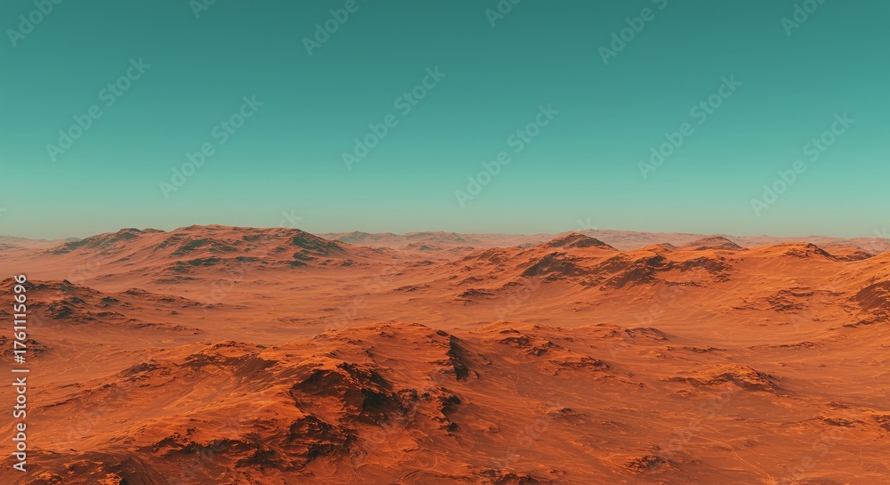 Fototapeta premium Extraterrestrial Horizon: High-Detail Landscape of a Desolate Rocky Plain