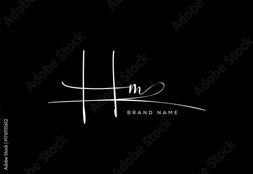 HM letter beauty cursive handwriting logo. vector logo| abstract logo| minimalist logo| brand identity| calligraphy design.
