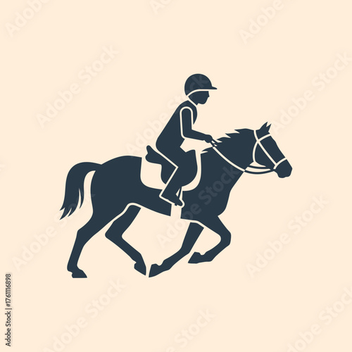 Silhouette of a person riding a horse in motion.